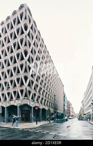 Exterior of Welbeck Street car park in central London, UK, brutalist style concrete exterior, London landmark, demolished in 2019. Stock Photo