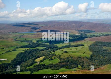 an aerial view of the Wharf valley, Yorkshire Dales, North Yorkshire, northern England, UK Stock Photo
