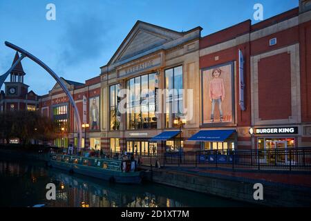 Waterside shopping centre at dusk, Lincoln city centre, eastern England, UK Stock Photo