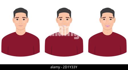 Smiling and laughing man. Male character in cartoon style. Stock Vector