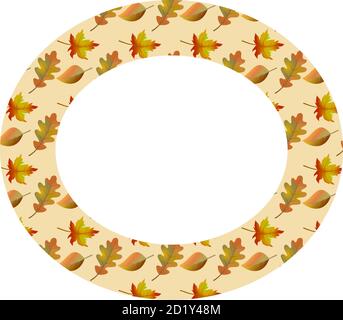 Autumn pattern with maple, oak and birch leaves and beige background Stock Vector