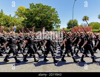 Seville, Spain - June 01, 2019: Military Emergency Unit (UME) during display of Spanish Armed Forces Day in Seville, Spain Stock Photo