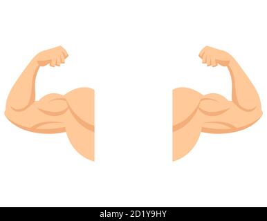 Strong arms with contracted biceps. Muscle in cartoon style. Stock Vector