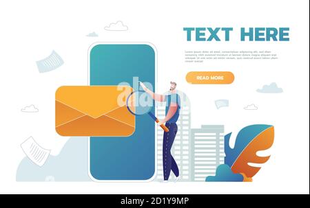 E-mail Protection Service, Internet Messaging, Online Networking Safety Flat Vector Concept. Stock Vector