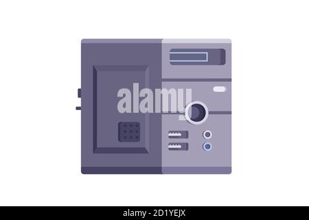 Modern computer tower icon in flat style. Stock Vector