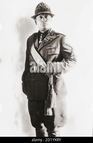 Portrait of Benito Mussolini circa 1930.  Benito Mussolini, 1883 - 1945. Politician, journalist and dictator of Italy. Stock Photo