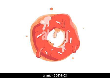 Glazed donut icon with sprinkles in flat style. Stock Vector