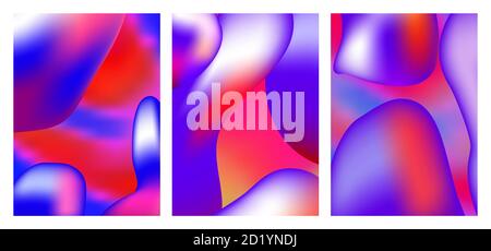 A set of trendy liquid backgrounds purple gradient Stock Vector