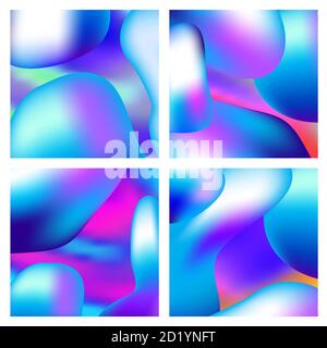 A set of trendy liquid backgrounds blue cyan gradient Stock Vector