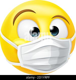 Download Yellow Emoji Wearing A Surgical Mask Emoticon Medical Mask Vector Illustration Eps File Stock Vector Image Art Alamy PSD Mockup Templates