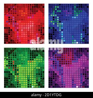 A set of multicolor polygon triangle triangular multi mosaic Stock Vector