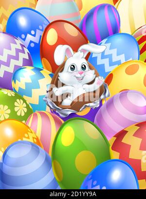 Easter Bunny Eggs Background Cartoon Stock Vector