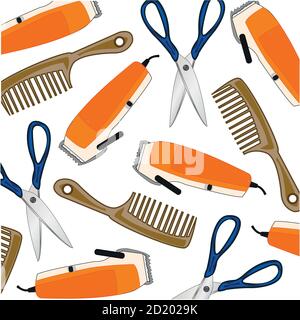 Accessories for haircut hair decorative pattern on white Stock Vector