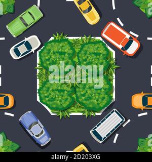 The top view is a map of the city district module block with town infrastructure Stock Vector