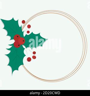 New Year decor for greeting card. Christmas frame isolated Stock Vector