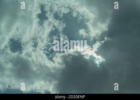 Front of storm clouds over blue sky. Big cloud with the blue sky. Rain cloudy. Sky after raining. Background of beautiful nature. A piece of blue sky Stock Photo