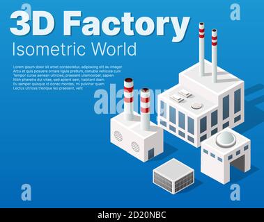 Isometric 3D city module industrial urban factory which Stock Vector
