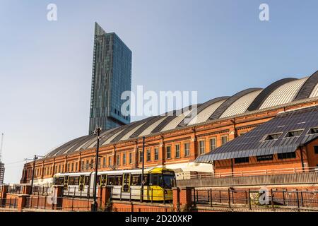 Manchester Central Convention Complex, formerly G-Mex Centre with Beetham Tower in background in Manchester, UK. Stock Photo