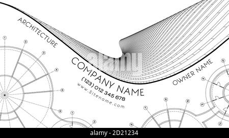 Elegant business card for an architect. Abstract Vector illustration. 3d architectural background for banner, booklet, poster. Stock Vector