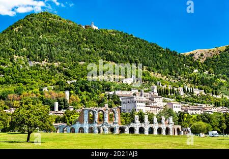 Gubbio with roman theatre in Umbria, Italy Stock Photo