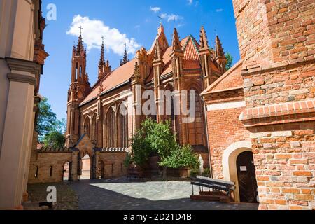 Gothic style St. Anne Church at Maironio Street in the Old Town of Vilnius, Lithuania Stock Photo