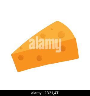 Cartoon vector illstration of piece of yellow cheese with holes isolated on white background Stock Vector