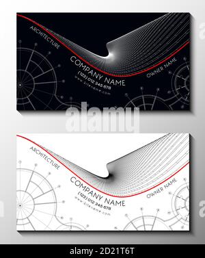 Vector set of modern creative business cards for architect. 3D architectural background for banner, booklet, poster. Stock Vector