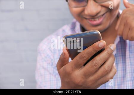 Businessman In a video conference discussing on smart phone  Stock Photo
