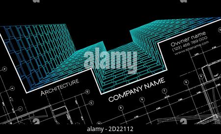 Elegant business card for an architect. Abstract Vector illustration. 3d architectural background for banner, poster Stock Vector