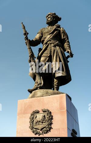 Irkutsk, Russia-September 17, 2020: Monument to the founders of the city from the citizens. Stock Photo