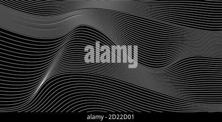 Abstract minimal vector background with wavy blend lines. Black backdrop for templates, presentations, banners Stock Vector