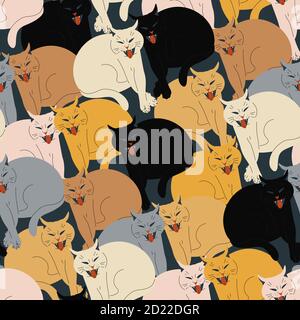 Seamless pattern with earthy color cats. Stock Vector