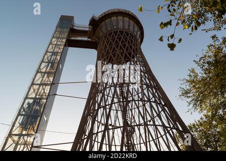 Water Tower built by Russian architect Vladimir Shukhof, now a viewing platform near the fortress of Bukhara, Uzbekistan. Stock Photo