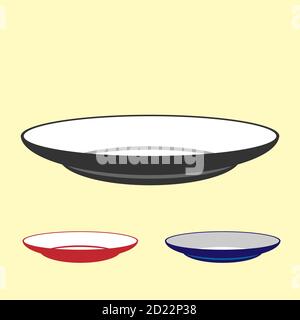 Soup plates icon set. Tree different isolated kind of images for any use. Flat, cartoon style for web design Stock Vector