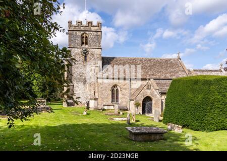 St Andrews church dating back to Norman times in the Cotswold village of Miserden, Gloucestershire UK Stock Photo