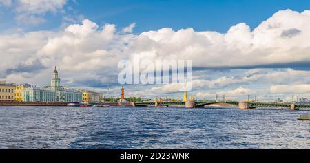 View on Kunstkamera museum, Rostral column, Peter and Paul Fortress, St ...