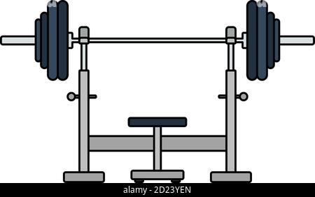Icon Of Bench With Barbell. Editable Outline With Color Fill Design. Vector Illustration. Stock Vector