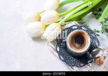 Traditional Turkish coffee. Coffee in the oriental style vintage. Stock Photo