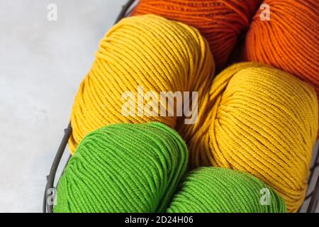 Different Colored Yarn Basket Knitting Needle Stock Photo 31912810