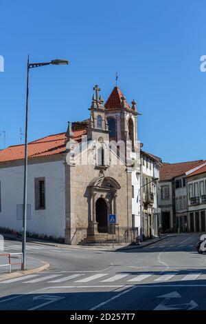 Lamego / Portugal - 07 25 2019 :View of the main facade of the Church of Desterro, in downtown Lamego Stock Photo