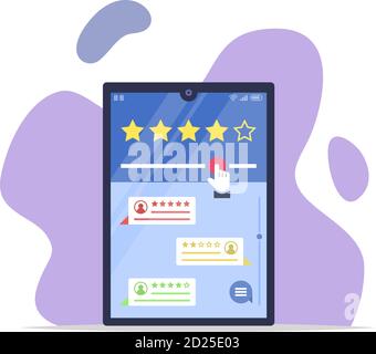 Online reviews semi flat RGB color vector illustration. User experience. Customer satisfaction. Feedback. Positive and negative comments. Quality Stock Vector
