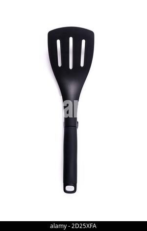 Black kitchen spatula isolated on white background Stock Photo