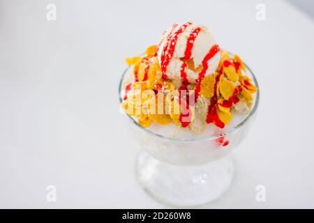 Ice cream sundaes is a popular dessert especially during the hot months Stock Photo