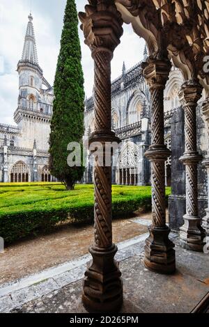 Portugal, Batalha Abbey Unesco World Heritage Site. Gothic cloisters in the monastery Stock Photo