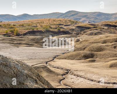 badlands of romania, vulcanii noroisi reserve near berca, buzau county, mud vulcanoes landscape Stock Photo