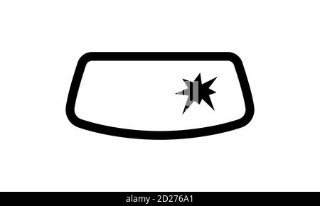 Broken windshield icon in black. Car service, repair, car detail. Vector on isolated white background. EPS 10 Stock Vector