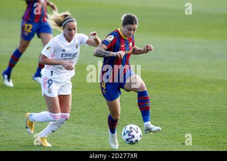 aria Pilar 'Mapi' Leon of FC Barcelona and Kosovare Asllani of Real Madrid during the Women's Spanish championship La Liga Ibergrola football match b Stock Photo