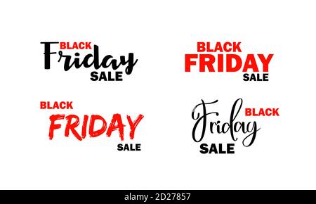Black Friday sale icon set. Caligraphy text. Vector on isolated white background. EPS 10 Stock Vector