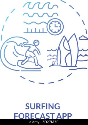 Surfing forecast app concept icon Stock Vector