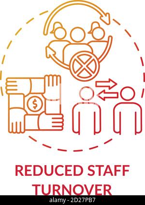 Reduced staff turnover concept icon Stock Vector